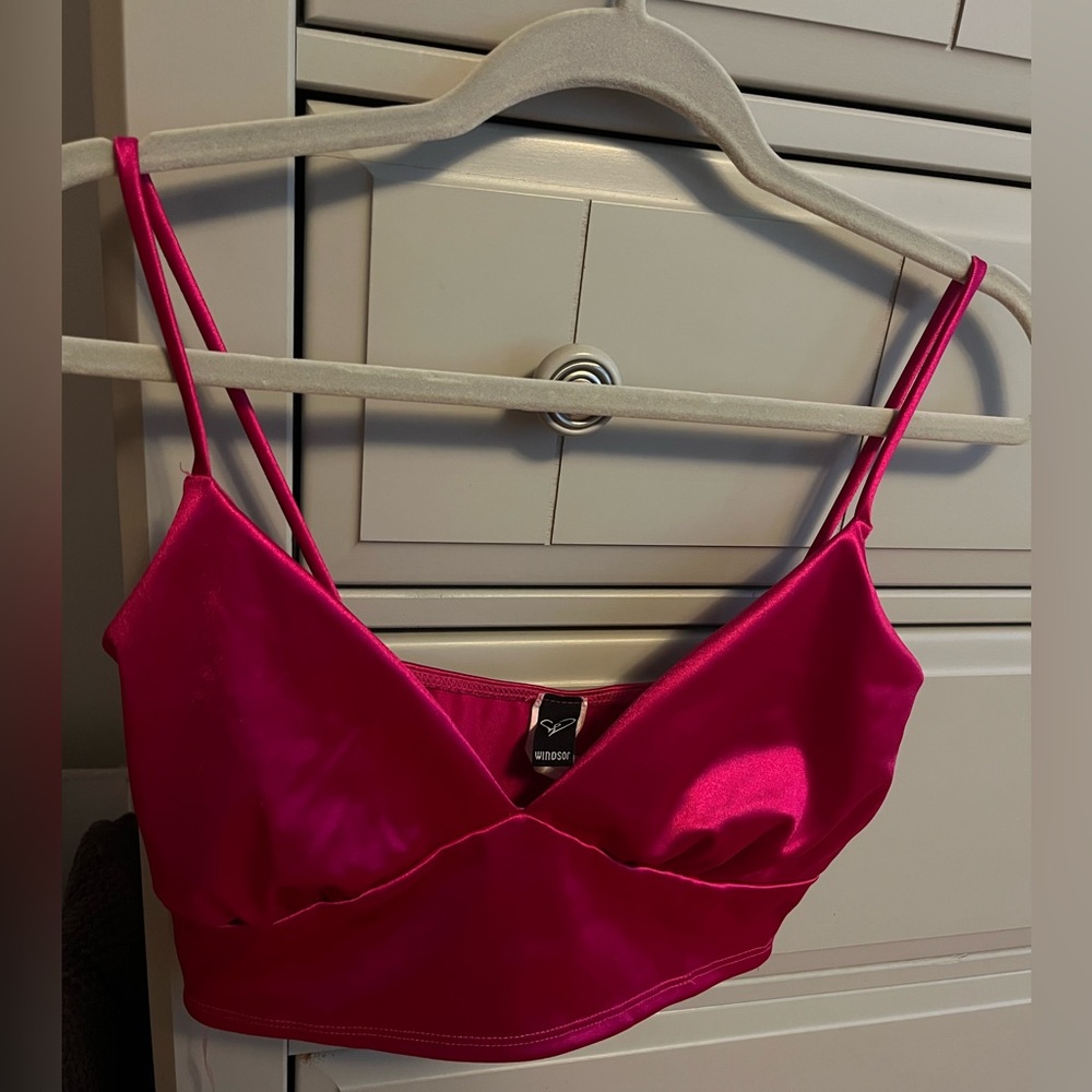 Windsor Pink Satin Bralette with Adjustable Straps